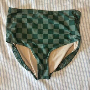 Albion Green Check High-Waisted Bikini Bottom